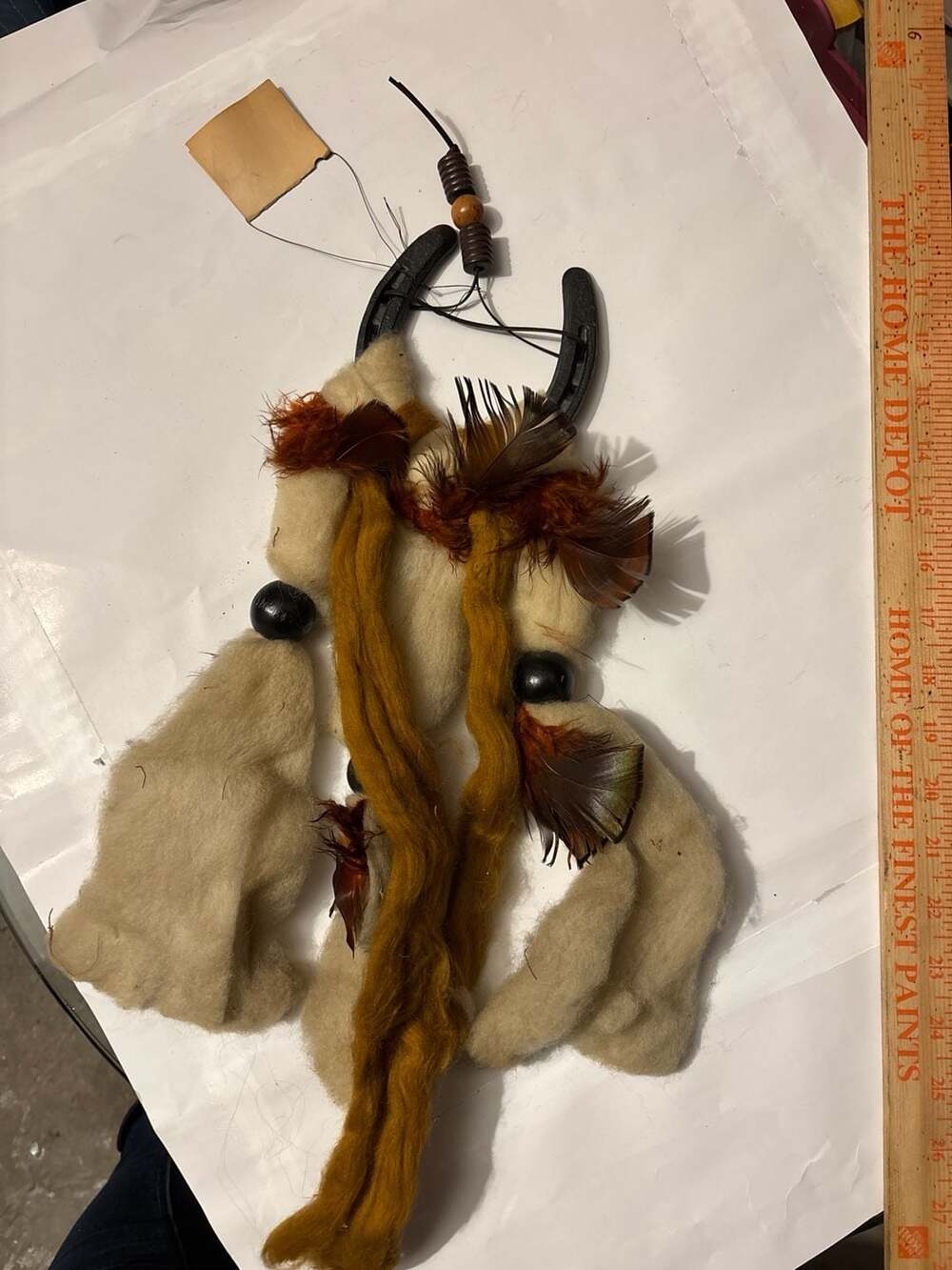 Vintage Madalla Southwest Native American Style Wool and Fur Hanging Mandalla